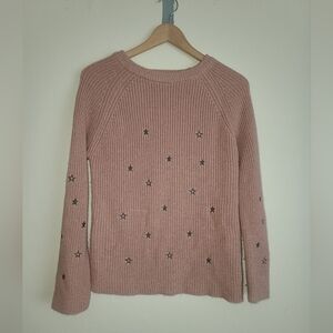 Endless Love pink knit sweater with silver stars sz small